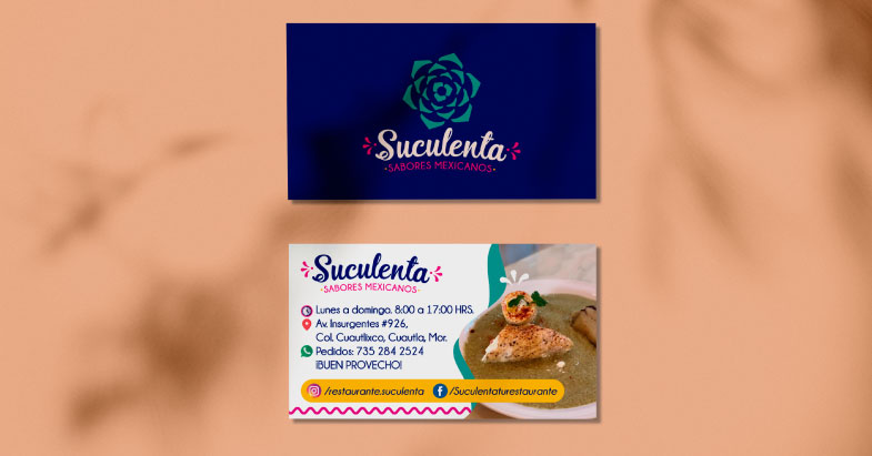 tarjeta del restaurante con estilo mexicano suculenta