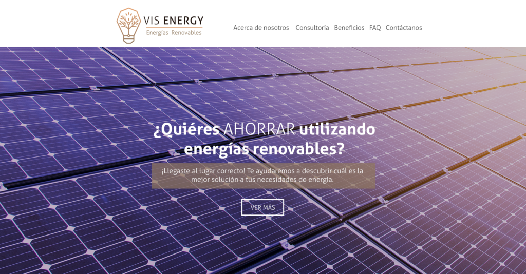 página de aterrizaje de Vis Energy 