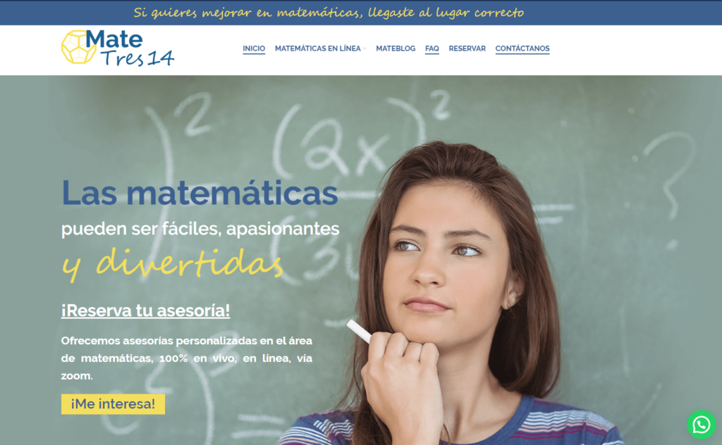 diseño web para academia de matemáticas