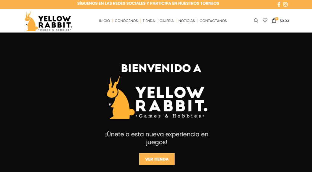 La página web con tienda de Yellow Rabitt