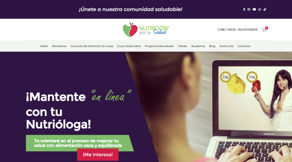 Diseño de página web de Nutrición